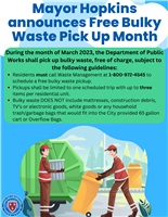 Free Bulky Waste Pick Up Month